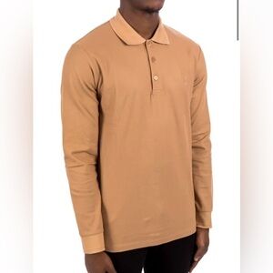 Hugo Boss Brown Pima Cotton Long Sleeve Polo Large